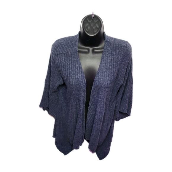 Relativity Women's XL Bell Sleeve Cardigan Blue Soft Knit Flowing Long Ribbed - Picture 5 of 10